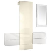 GARDEROBE Carlton Paneel in Creme Hochglanz - Creme, Holzwerkstoff (157/193/35cm) - Vladon