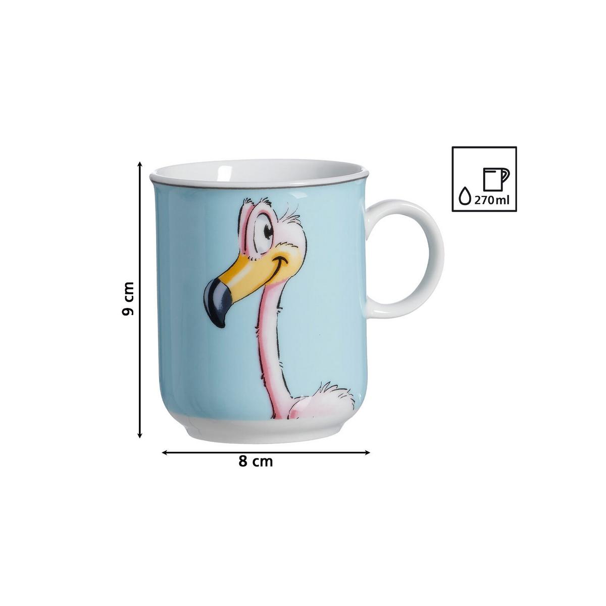 KINDERBECHER Happy Zoo Flamingo Flo 270 ml - Blau, Keramik (0.27L) - Ritzenhoff Breker