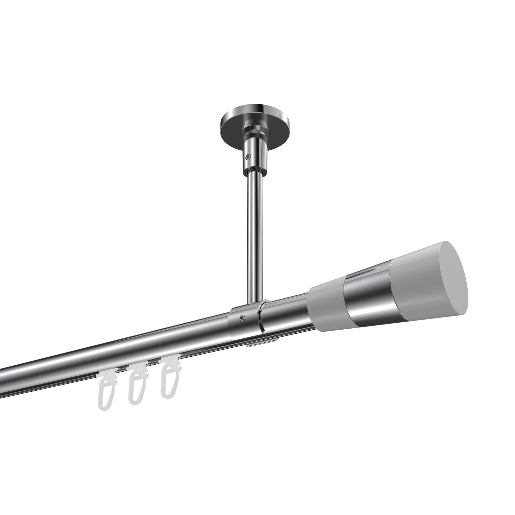 GARDINENSTANGE INNENLAUF Sonette Tanara 200 cm, 1-läufig, 20 mm Ø Chrom - Chromfarben/Weiß, Metall (200cm) - INTERDECO