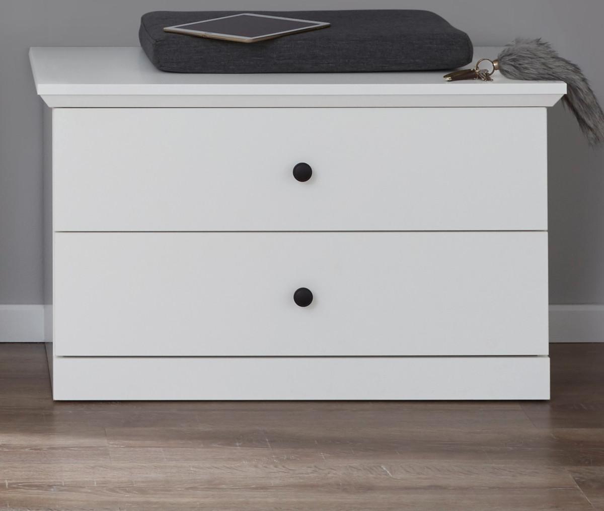 GARDEROBENBANK weiß 81 x 49 cm, Sitzbank mit Schubkästen - Silberfarben/Weiß, Holzwerkstoff/Metall (81/49/41cm) - Top.Furn
