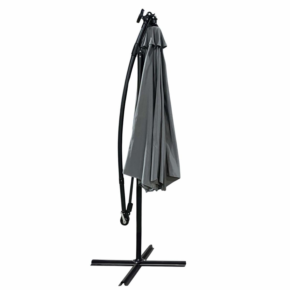 GARTENSCHIRM mit LED, Solar Grau 300/245/300 - Grau, Textil/Metall (300/300cm) - RAUMHIRSCH FURNITURE