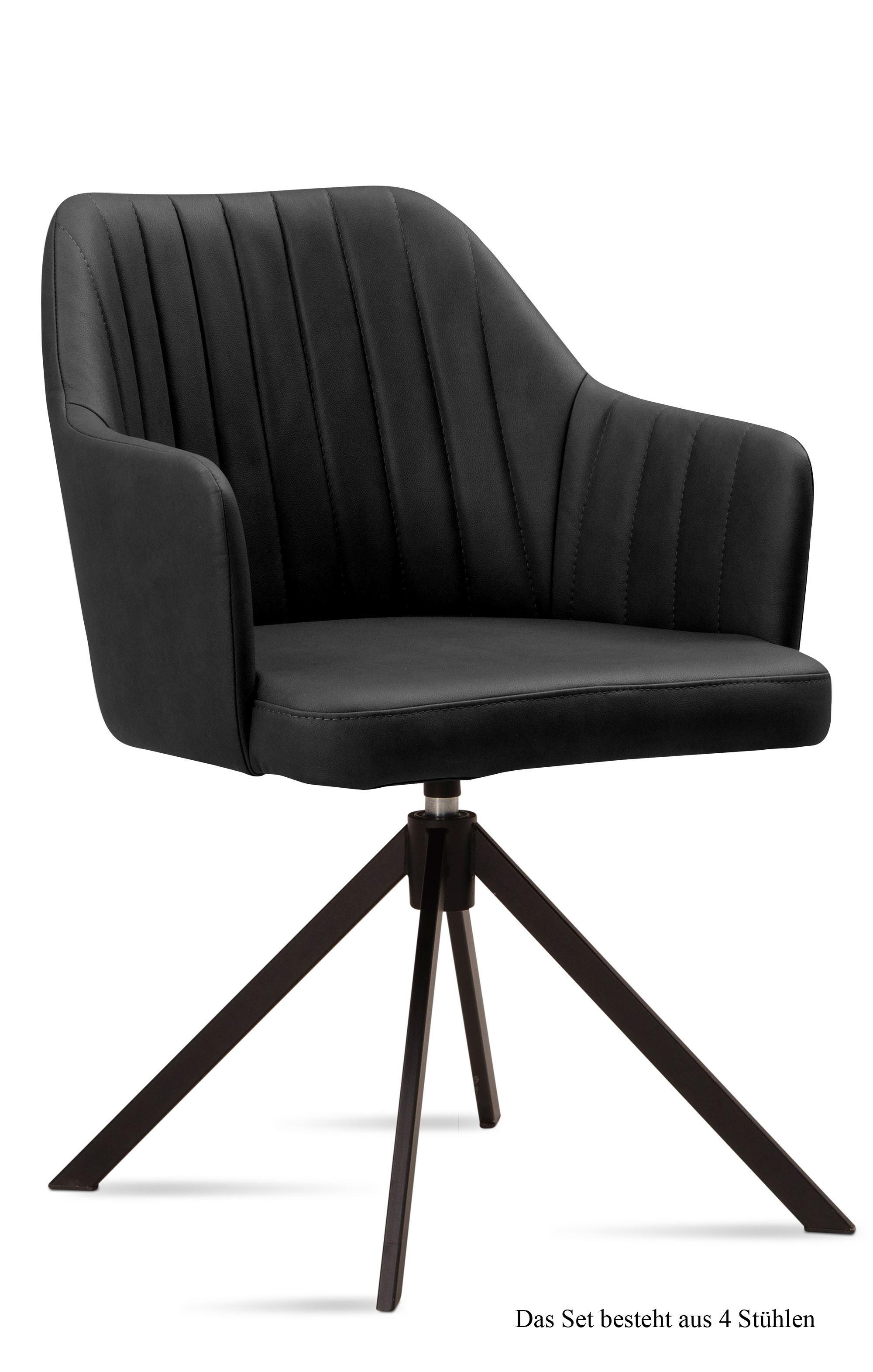 ARMLEHNSTUHL drehbar (4er-Set) Dennie 58x81x60 Schwarz/Anthrazit - Anthrazit/Schwarz, Kunststoff (60/81/58cm) - 58aufmkessel
