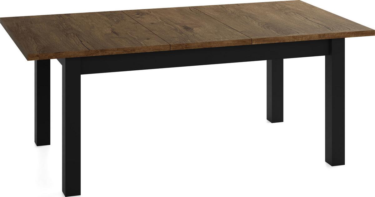 ESSTISCH Lindberg ausziehbar verlängerbar rechteckig, Eiche Braun Rustikal 120-160/70/77 cm - Alteiche/Schwarz, Holz/Holzwerkstoff (70/160/76.5cm) - WFL GROUP