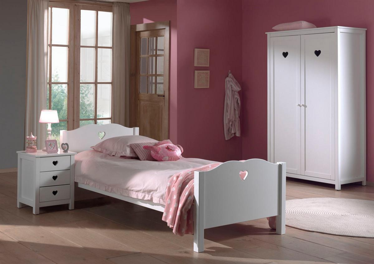 KINDERZIMMER Kamila weiß aus MDF mit Bett, Schrank und Nachtkonsole - Weiß, Holzwerkstoff (194/1/155cm) - 58aufmkessel