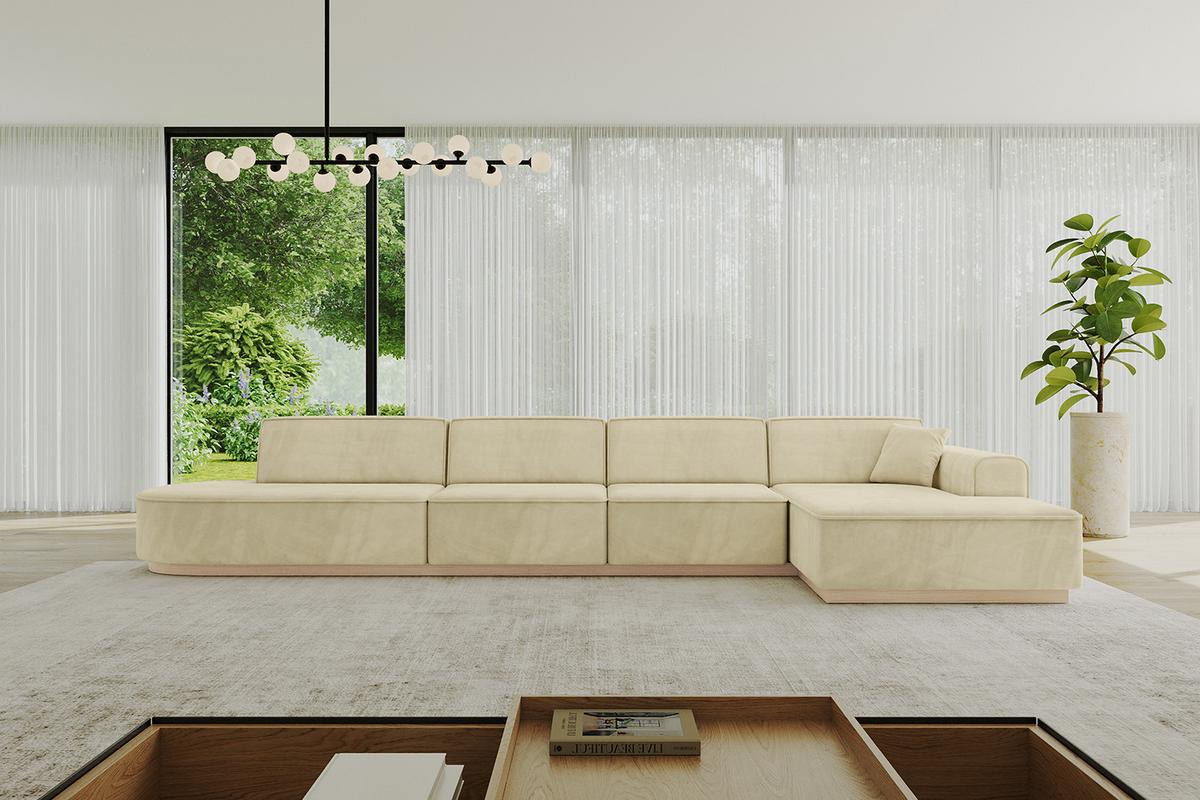 ECKSOFA Ottomane Rechts IREA-L3 - 412x165x80 cm Beige - Taupe, Holzwerkstoff/Textil (412/165cm) - ALTDECOR
