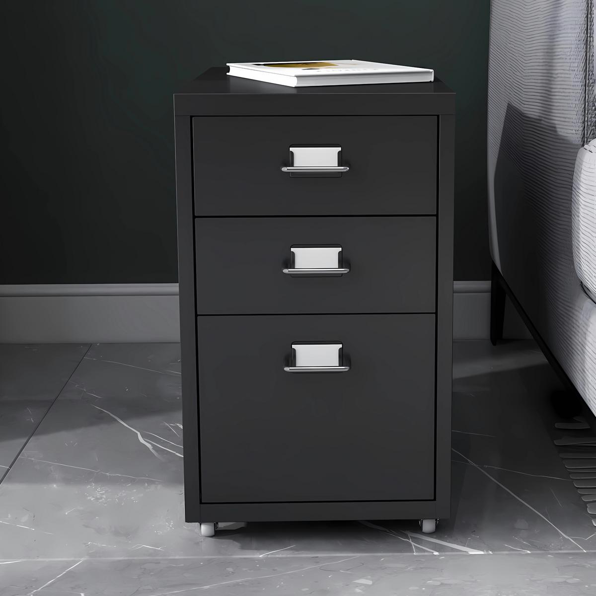 ROLLCONTAINER Kökar - Schwarz, Metall (28/48/41cm) - [en.casa]