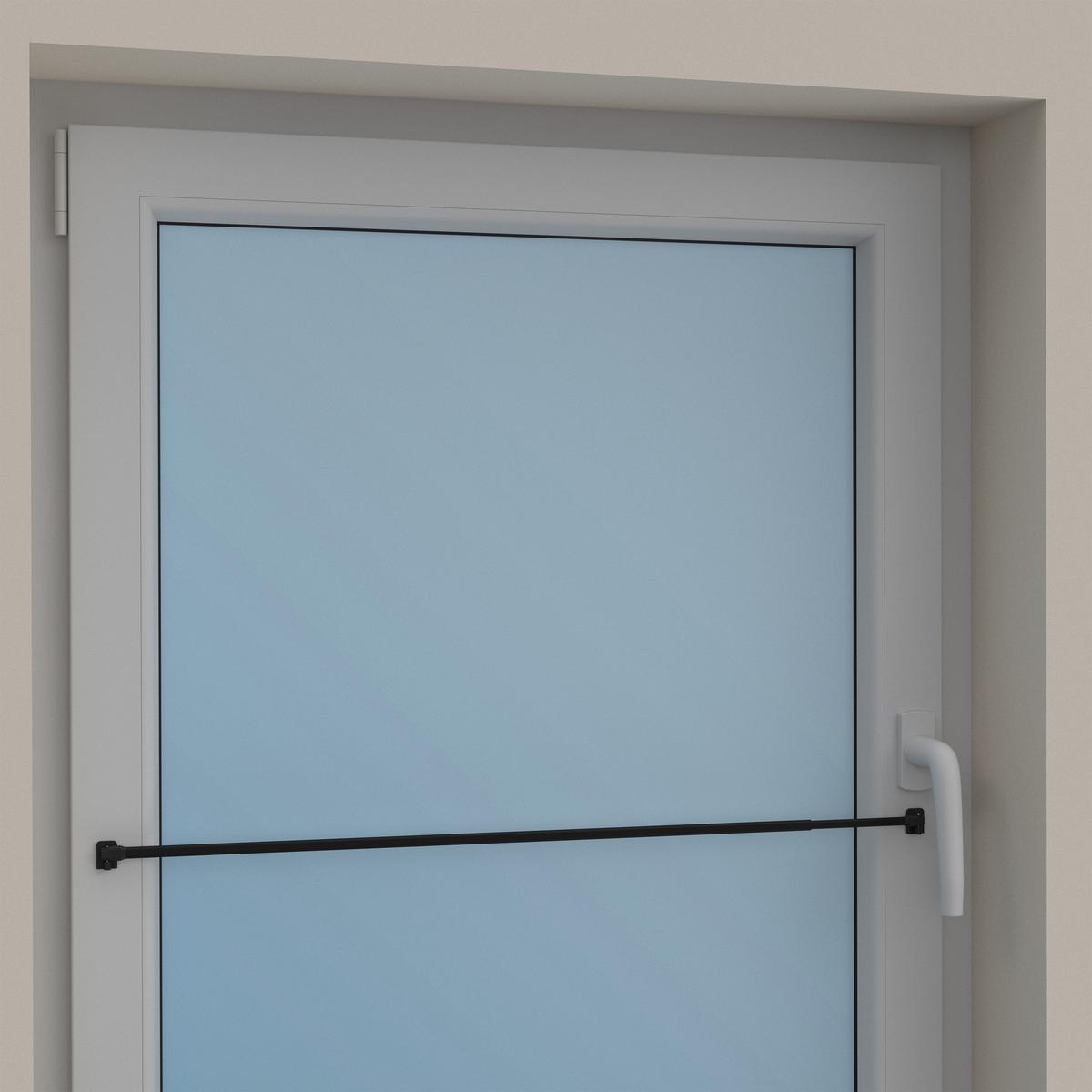 SCHEIBENSTANGEN / VITRAGESTANGEN MIT KLEBEHAKEN Geno 100-180 cm, oval, Schwarz, Packung 2 Stück - Schwarz, Kunststoff/Metall (1.2/2.4/180cm) - INTERDECO
