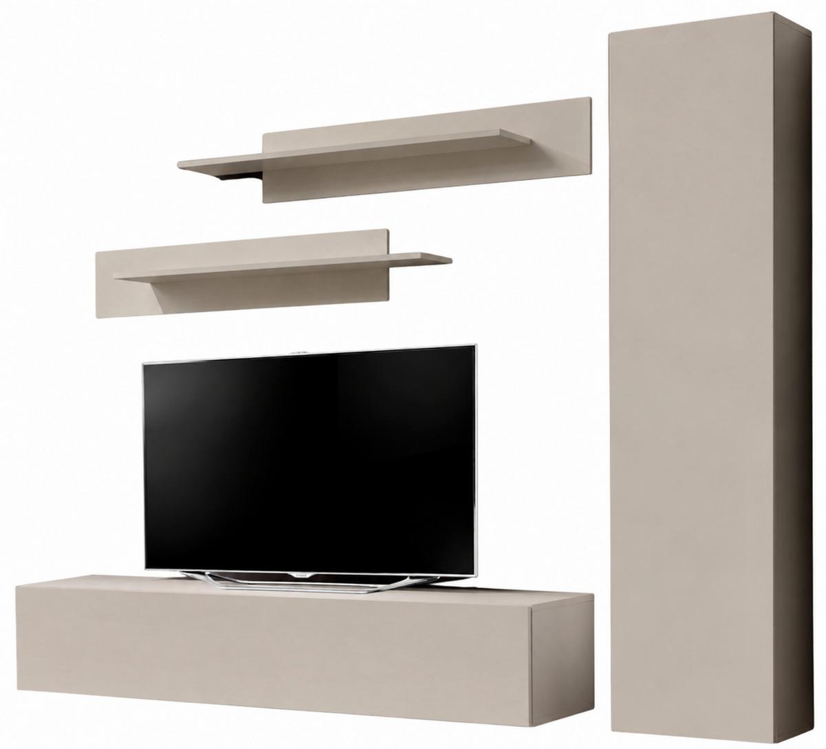 WOHNWAND Kaschmir 210 cm 4-teilig hängend, Anbauwand mit Push-to-Open - Kaschmir, Holzwerkstoff (210/170/40cm) - Inn.Furn