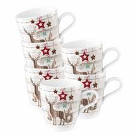 HENKELBECHER Life Christmas weiß-braun 400 ml 6er Set - Weiß/Braun, Keramik (0.4L) - Seltmann Weiden