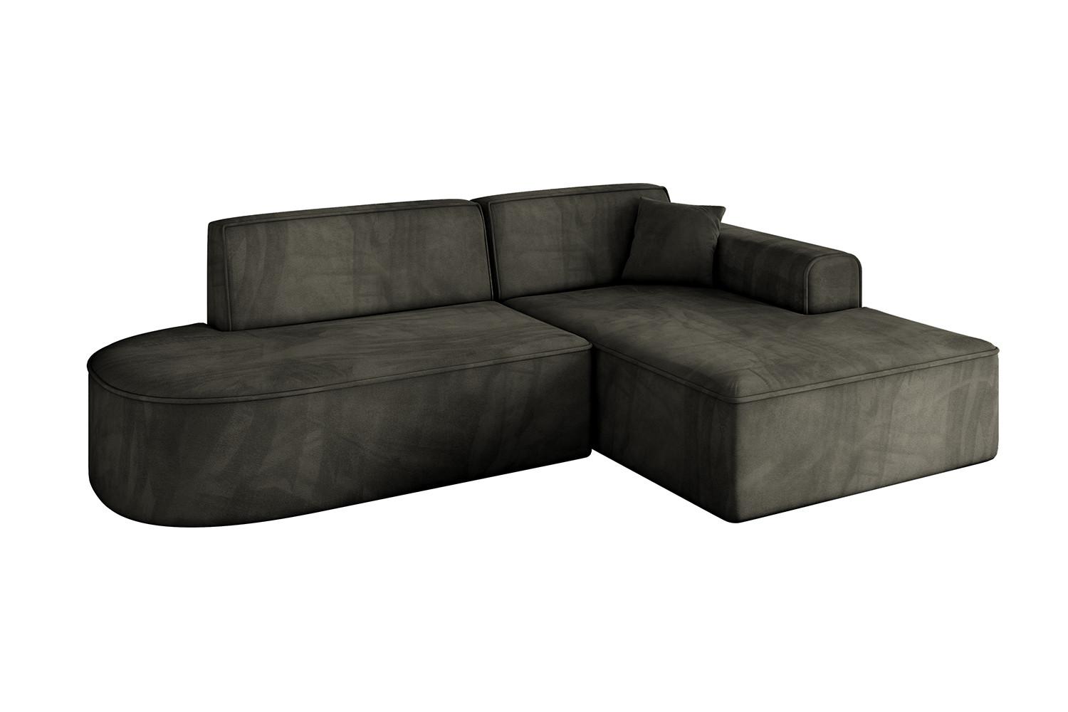 ECKSOFA Ottomane Rechts IREA-L1-v3 - 232x165x77 cm Schwarz - Schwarz, Holzwerkstoff/Textil (232/165cm) - ALTDECOR