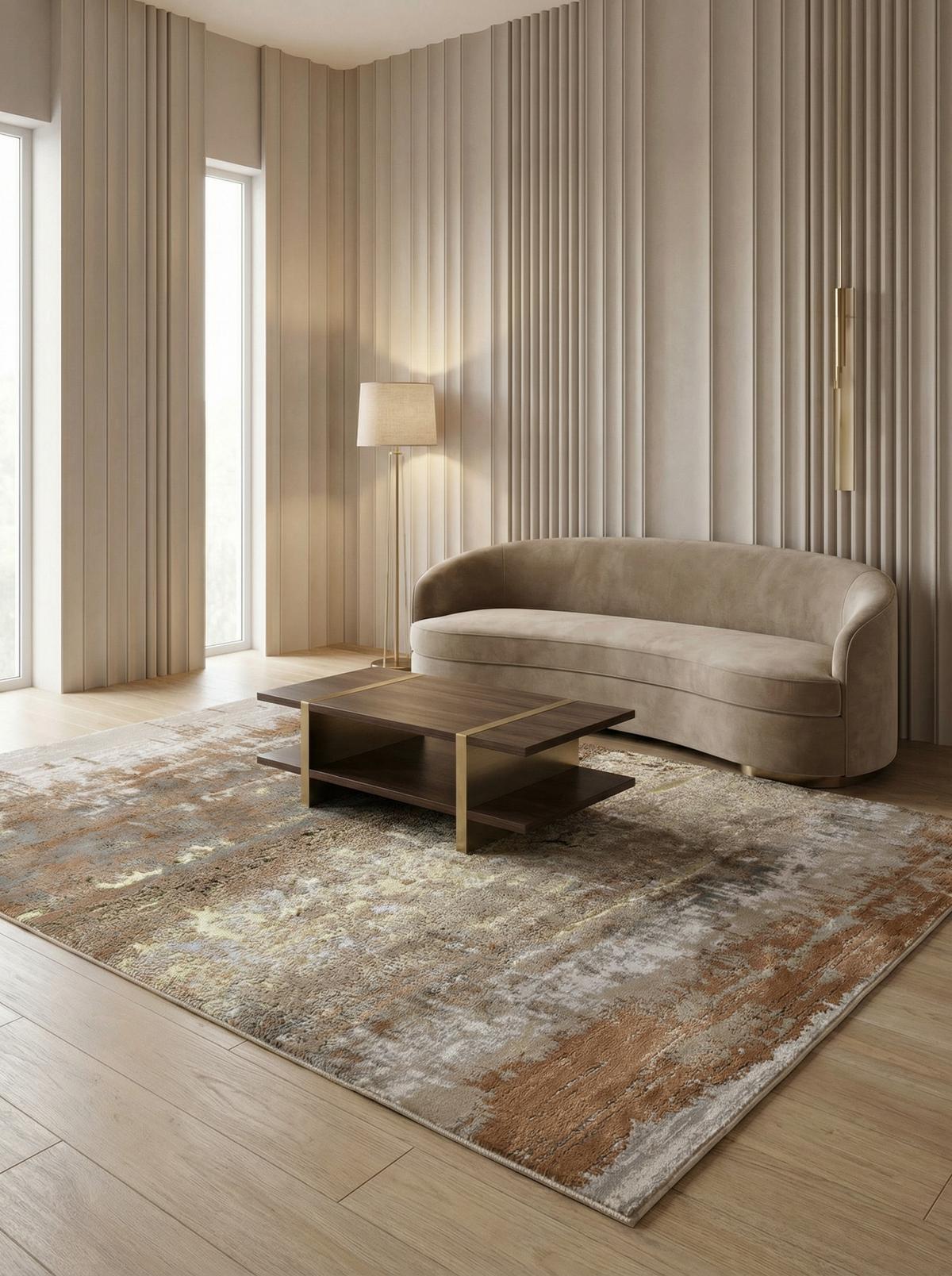 TEPPICH SARNTAL, abstrakt, Gold, 120 x 170 cm - Goldfarben, Textil (170/120cm) - KADIMA DESIGN