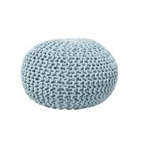 POUF Conrad 50/50/35 cm - Hellblau, Naturmaterialen/Textil (50/35/50cm) - Beliani