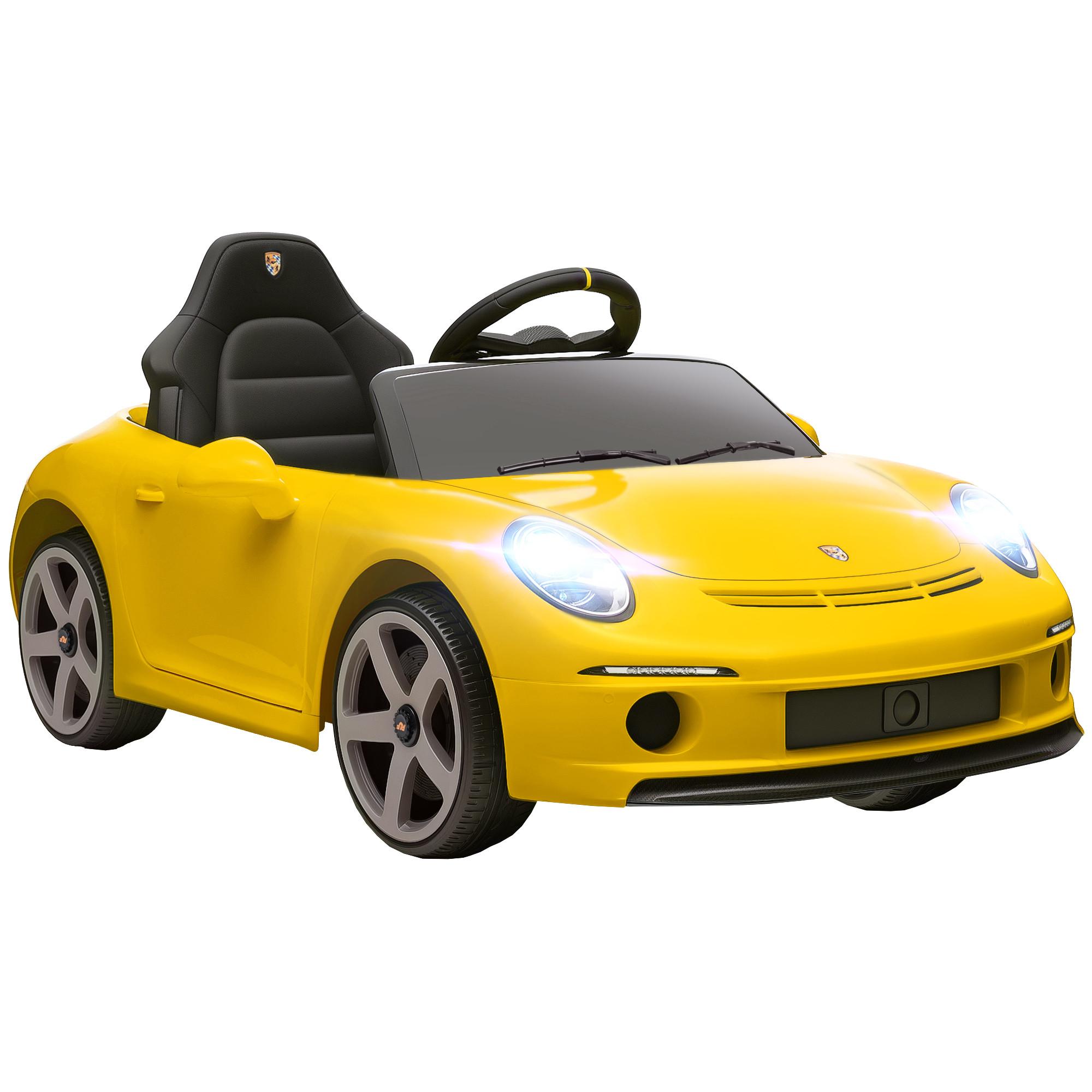 KINDER-ELEKTROAUTO 12V mit 2,4 GHz Fernbedienung, Softstart, Federungssystem - Gelb, Kunststoff (108/65.5/47cm) - AIYAPLAY