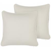 DEKOKISSEN 2er-Set Weiß 45/45 cm Heliotrope - Weiß, Textil (45/45cm) - Beliani