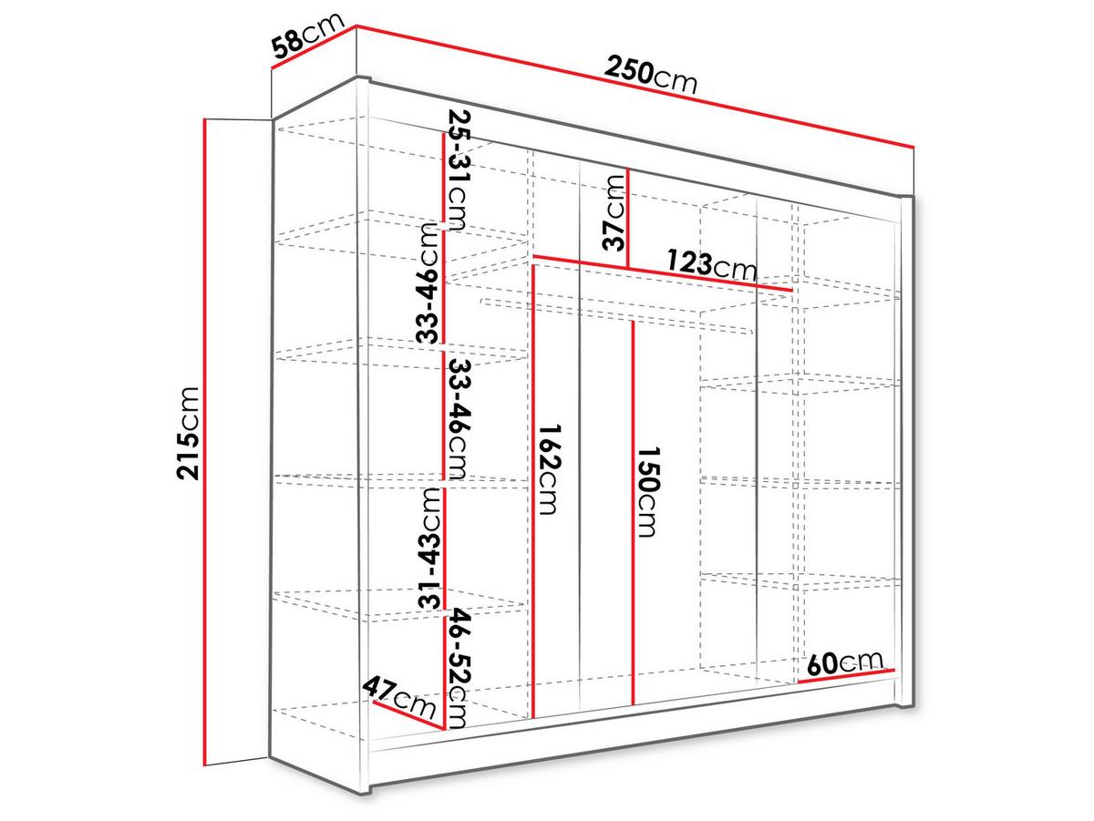 KLEIDERSCHRANK Aston VI - Silberfarben/Sonoma Eiche, Holzwerkstoff/Kunststoff (250/215/58cm) - MIRJAN24