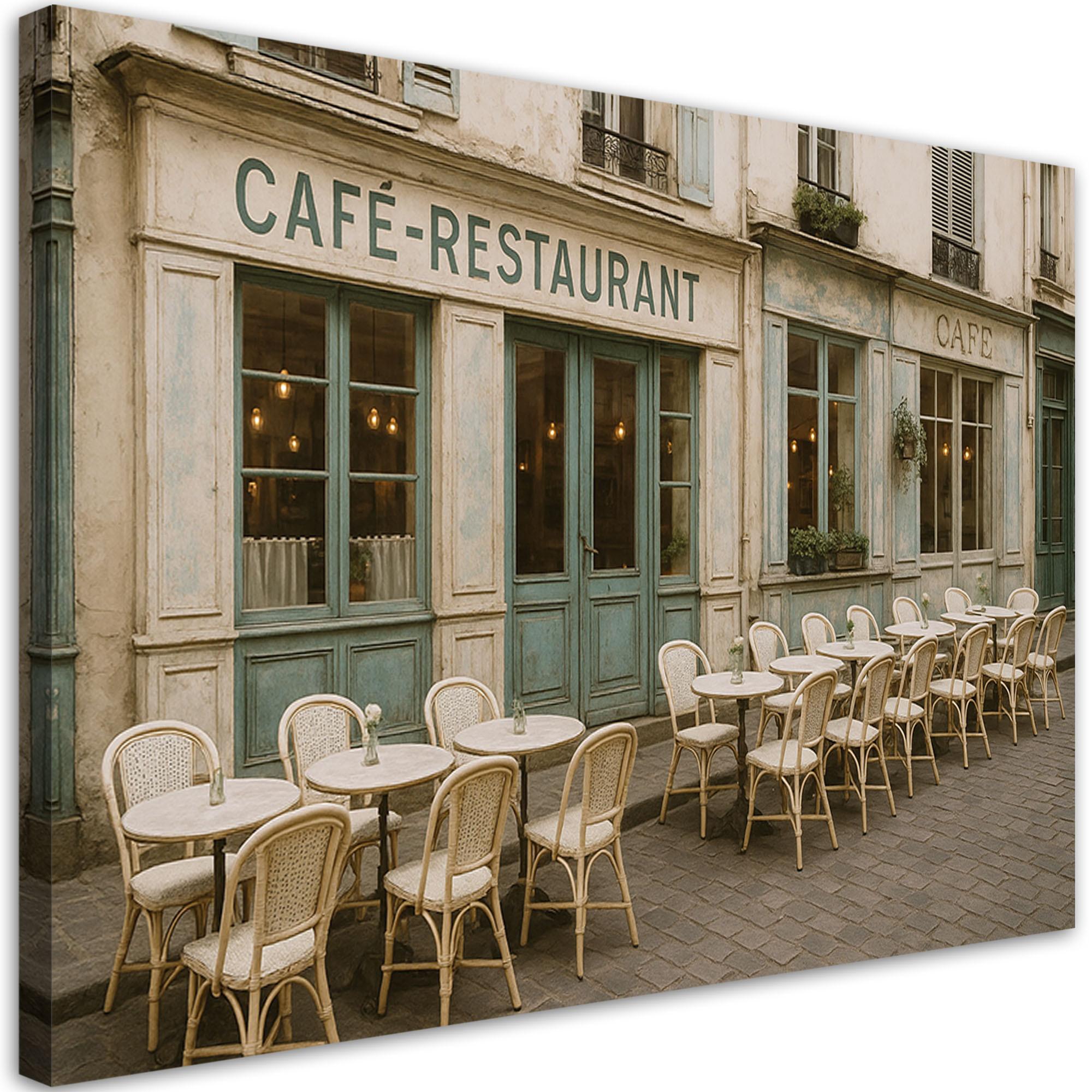 LEINWANDBILD Paris Restaurant Café 60x40cm - Beige, Textil (60/40cm) - Feeby