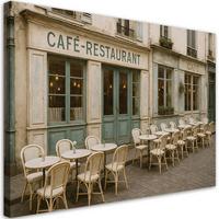LEINWANDBILD Paris Restaurant Café 60x40cm - Beige, Textil (60/40cm) - Feeby