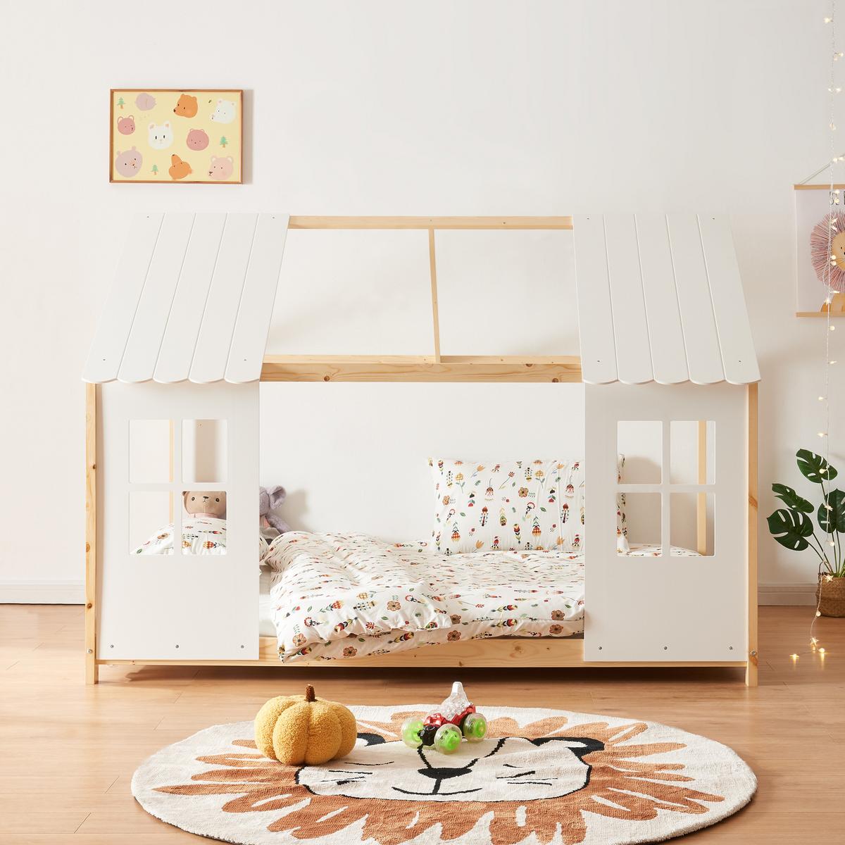 HAUSBETT Tostedt - Naturfarben, Holz (140/200cm) - [en.casa]