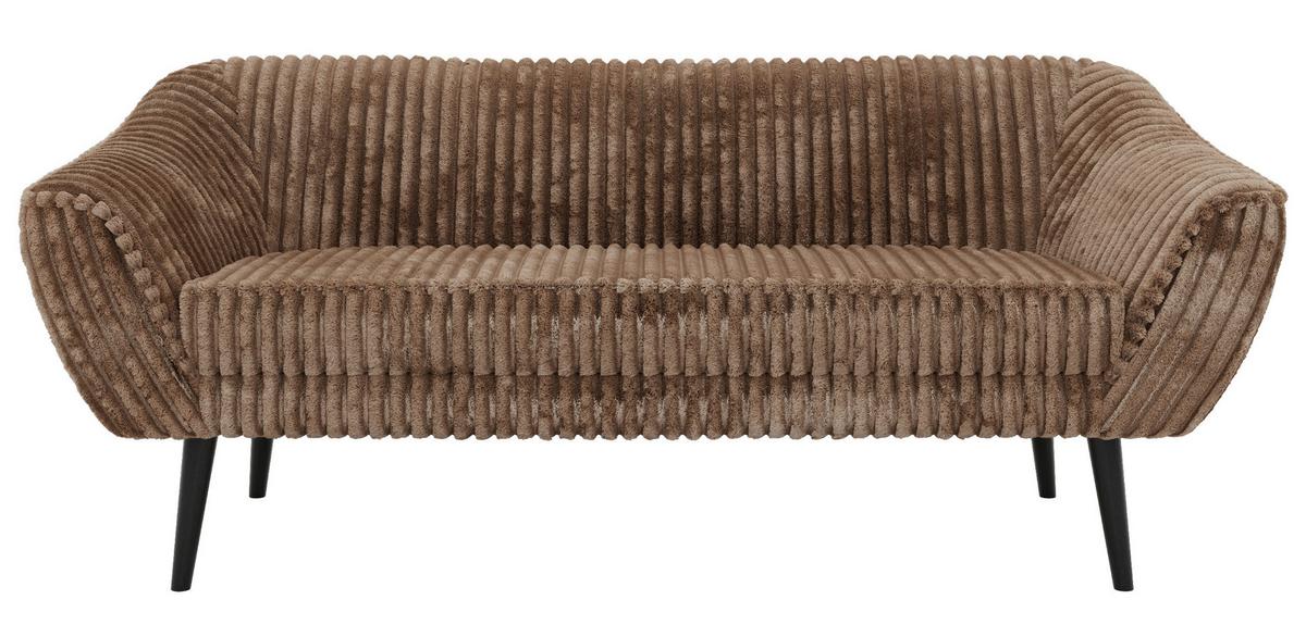 3-SITZER-SOFA PIRS - Braun Cord - Schwarze Beine - Schwarz/Braun, Holzwerkstoff/Textil (180/75/74cm) - MKS