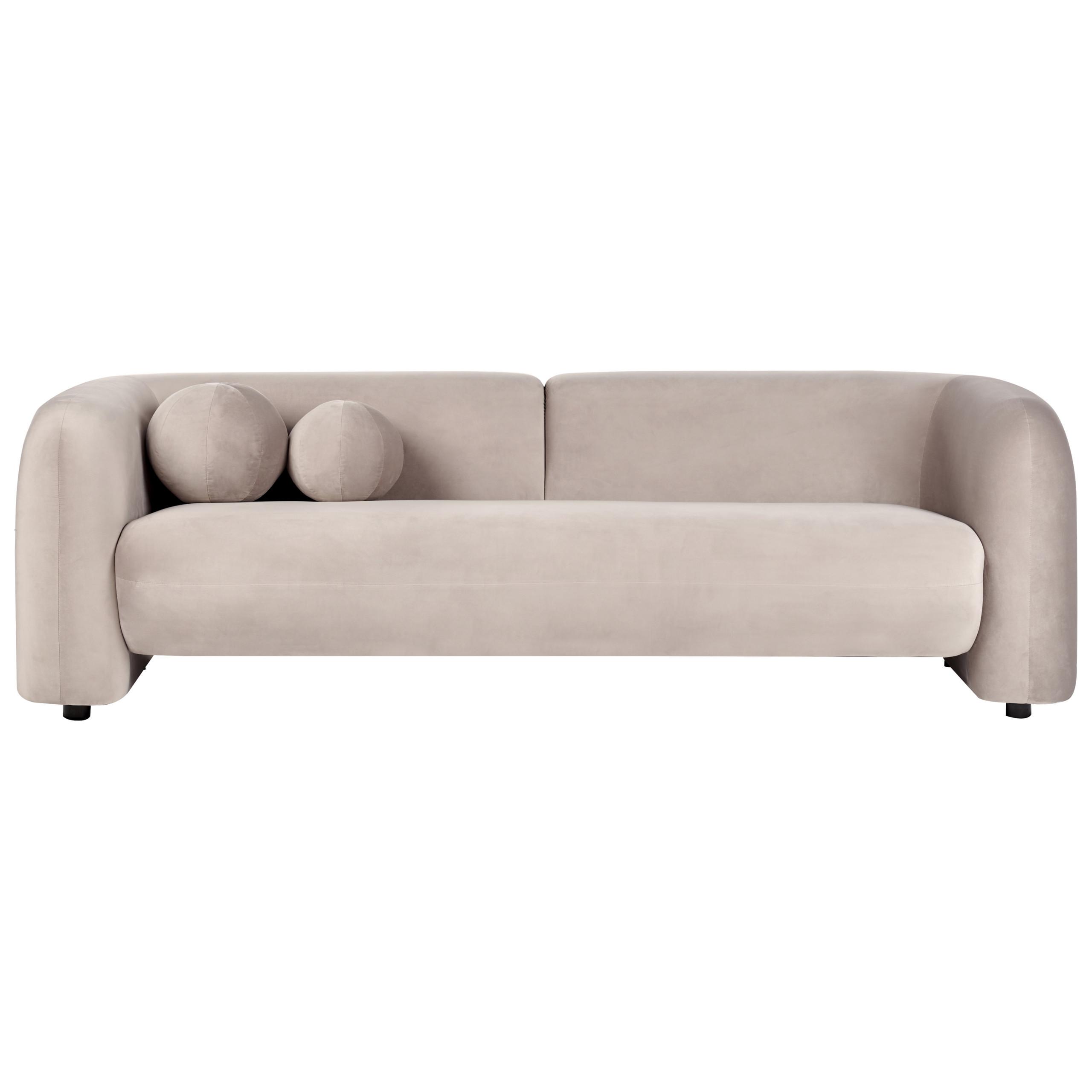 3-SITZER-SOFA Samtstoff taupe Leiren - Taupe, Textil (224/73/83cm) - Beliani