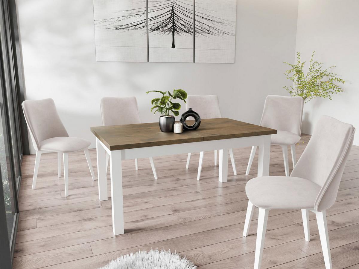 ESSTISCH Molly rechteckig ausziehbar, Lefkas Eiche 160-240/90/75 cm - Alteiche/Weiß, Holz/Holzwerkstoff (90/240/75cm) - WFL GROUP