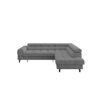 ECKSOFA mit Schlaffunktion Ottomane Rechts LUMA-L 272x203x70 Grau Velours - Schwarz/Grau, Holzwerkstoff/Kunststoff (203/272cm) - ALTDECOR