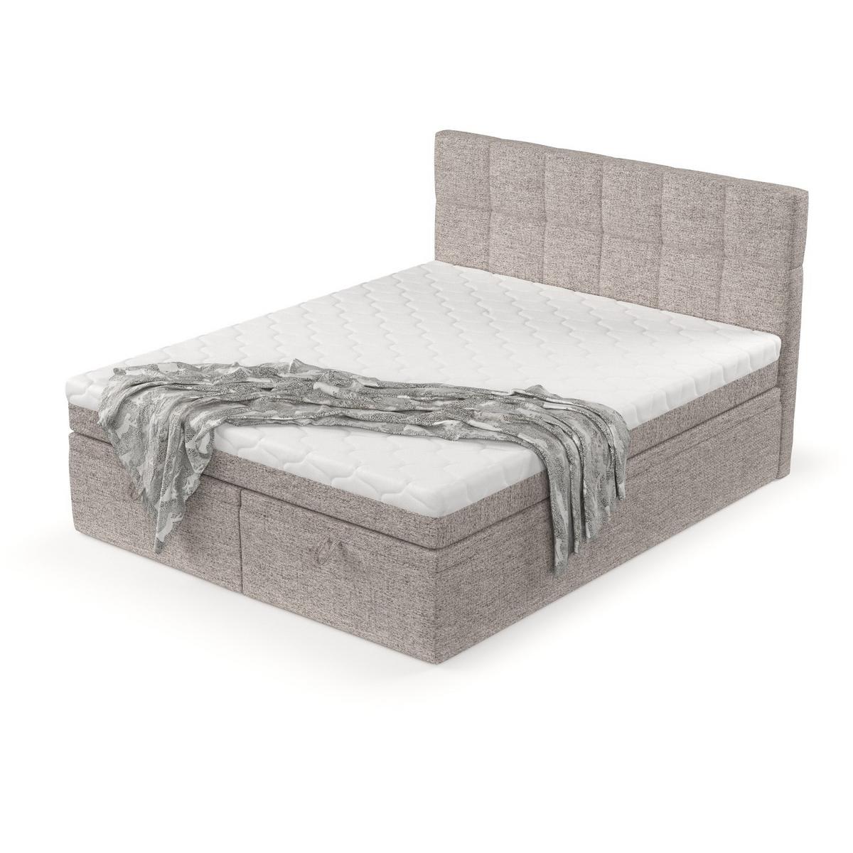 BOXBETT Elano 160/200 cm Beige im Neve Stoff - Beige/Schwarz, Holz/Holzwerkstoff (160/200cm) - AltaBeds