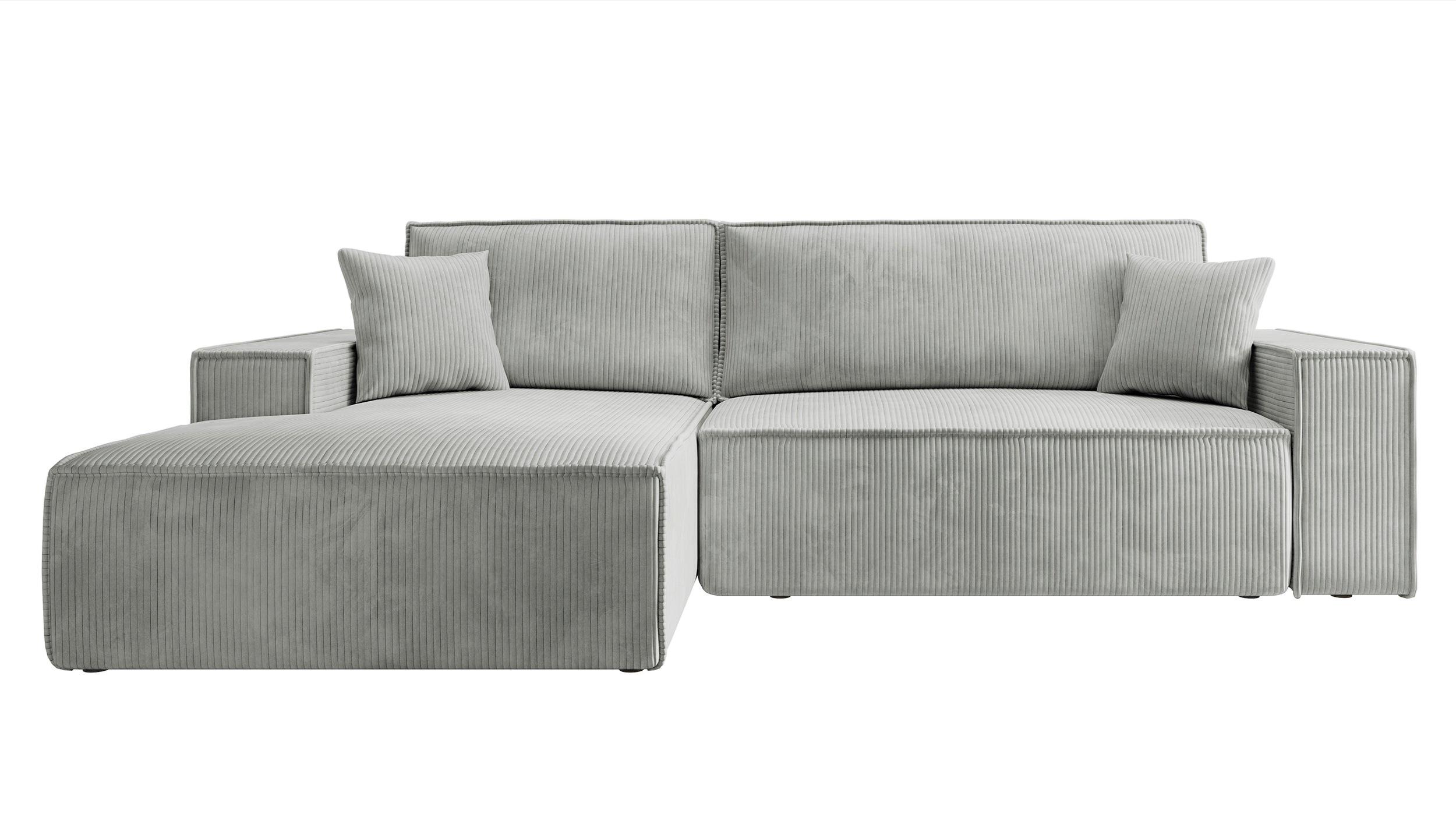 ECKSOFA Farese Hellgrau Cordbezug - Hellgrau/Schwarz, Kunststoff/Textil (267/167cm) - Selsey