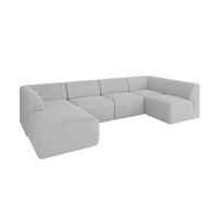 WOHNLANDSCHAFT Ottomane Links MOVO-L 345x180x78 cm Hellgrau Tissu - Nickelfarben, Holzwerkstoff/Kunststoff (345/78/180cm) - ALTDECOR