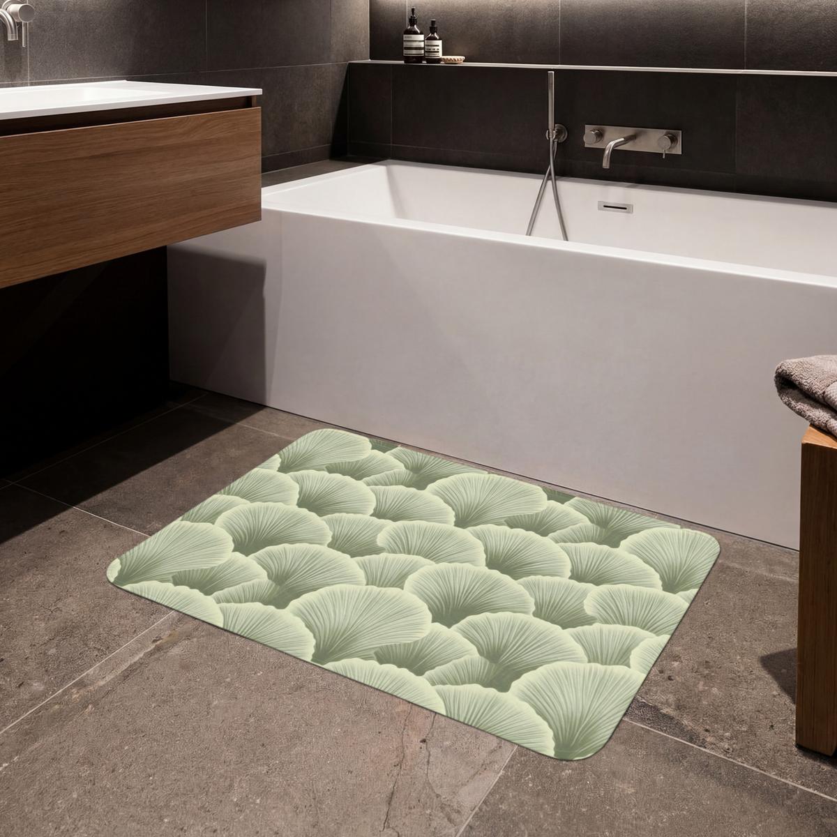 BADEMATTE Fächer - Blatt - Grün 90x60 cm - Pastellgrün, Textil (90/60cm) - OnlyWow