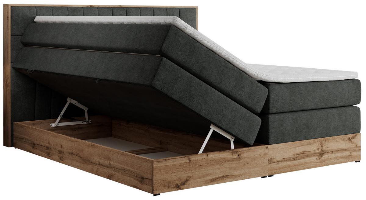 BOXSPRINGBETT AMORE KING 160/200 Dunkelgrau Struktur - H3 - Dunkelgrau, Holz/Textil (160/200cm) - MKS