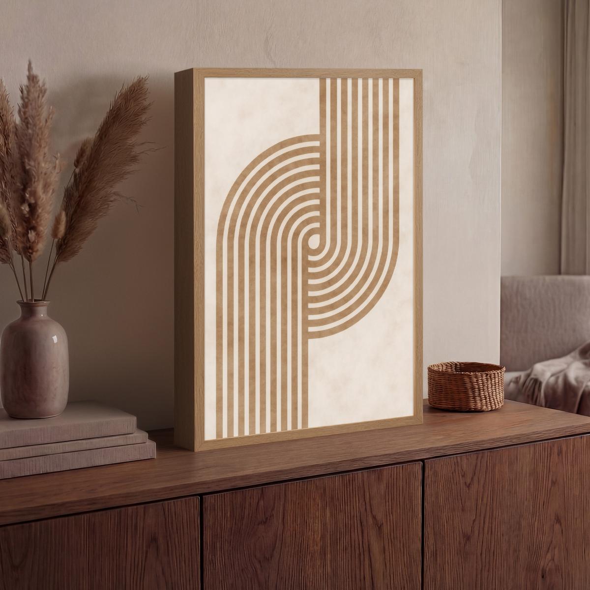 WANDLEUCHTE MIT AKKU Symmetrische Biegung - kupferfarbig 40x60 cm - Beige, Holzwerkstoff (40/60/8cm) - OnlyWow