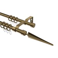 GARDINENSTANGE Olymp Lorenzo 140 cm, 2-läufig, 16 mm Ø Messing Antik - Messingfarben/Bronzefarben, Metall (140cm) - INTERDECO