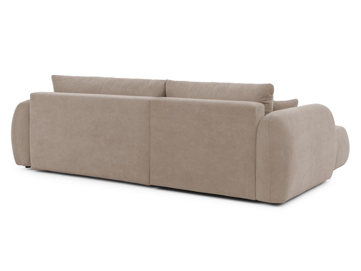 ECKSOFA Loretto aus natürlichem Greige Webstoff mit Schlaffunktion, Bettkasten und tiefen Steppungen in Bubble-Optik - Greige/Schwarz, Holz/Kunststoff (180/275cm) - S-Style