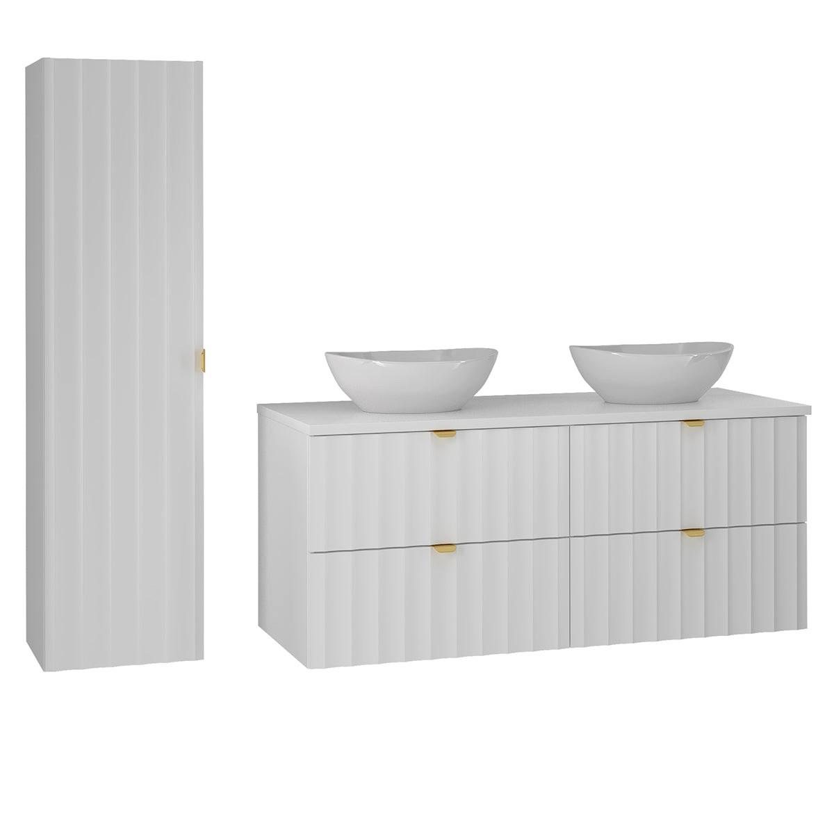 BADMÖBEL 120.6cm Lexa 2er-Set Weiß - Weiß, Holzwerkstoff (120.6/52.2/46.5cm) - Petits-meubles