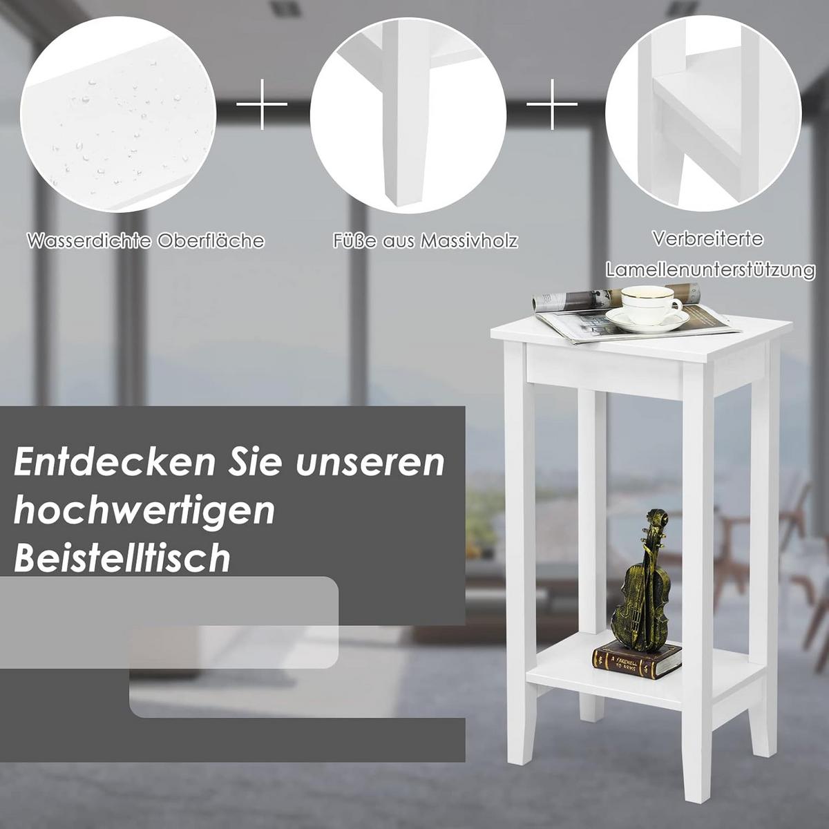 BEISTELLTISCH Weiß(2er-Set) - Weiß, Holzwerkstoff (29.5/39.5/74cm) - COSTWAY