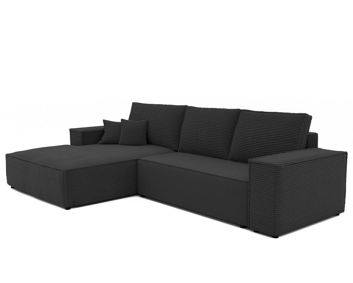 ECKSOFA NOVA Links mit Schlaffunktion und Bettkasten Anthrazit - Anthrazit, Kunststoff/Textil (294/185cm) - Idohome