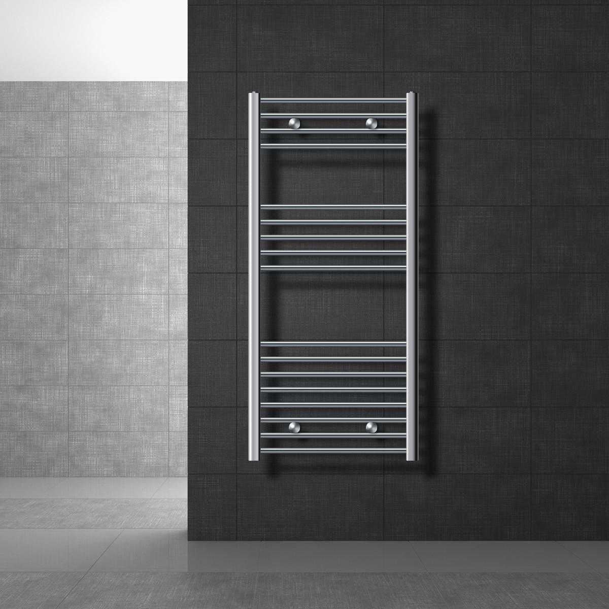 BADHEIZKÖRPER elektrisch Sahara 600x1200 mm Chrome gebogen mit Heizstab 1200W Digital - Chromfarben, Metall (60/120/3cm) - LuxeBath