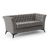CHESTERFIELD-SOFA 2-sitzer Whitby Grau Samt mit schwarzen Füßen - Schwarz/Grau, Holz/Textil (175/78/82cm) - S-Style Möbel