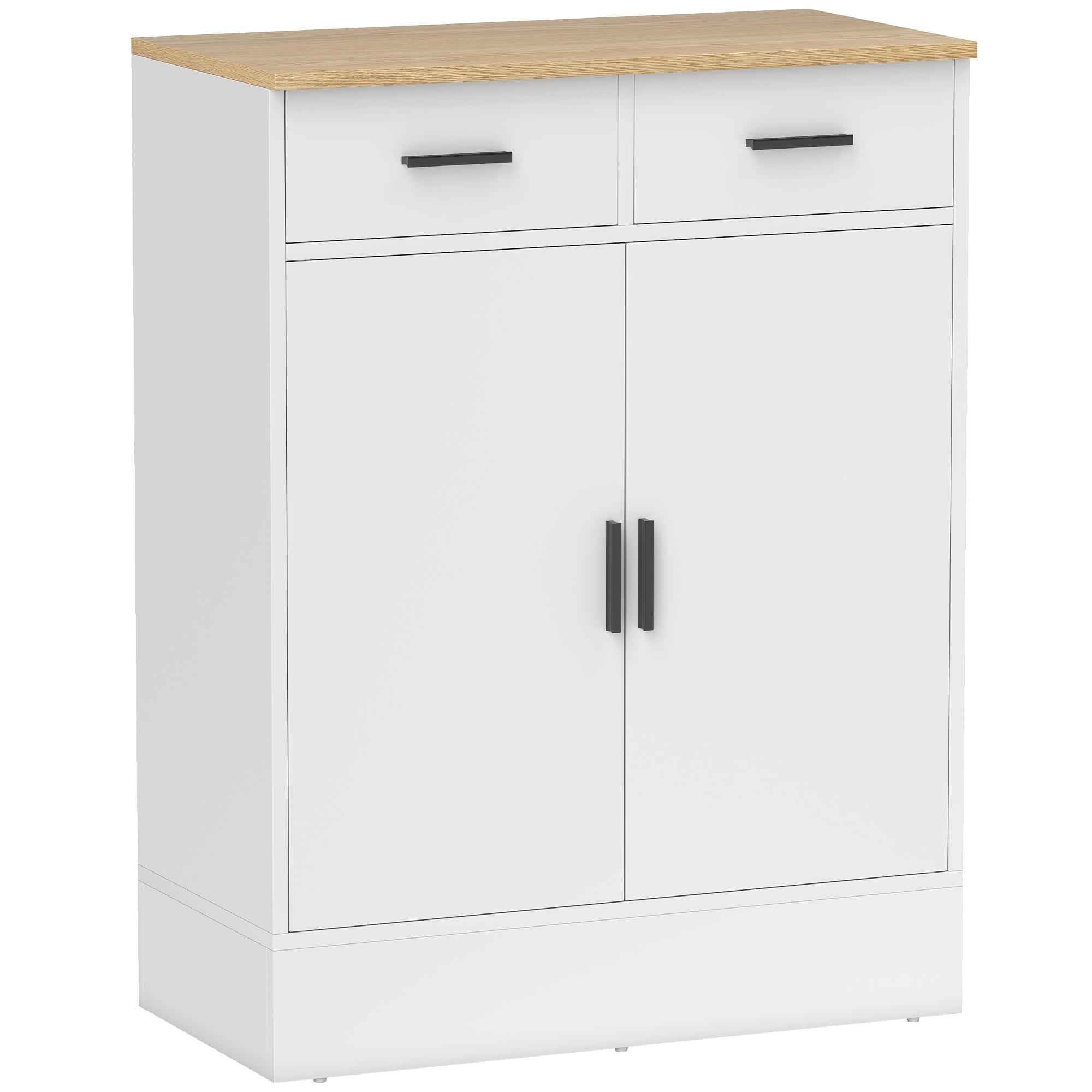 KOMMODE mit Stauraum, 2 Schubladen, verstellbar, Weiß - Multicolor/Schwarz, Holzwerkstoff (35/90.3/68.6cm) - HOMCOM