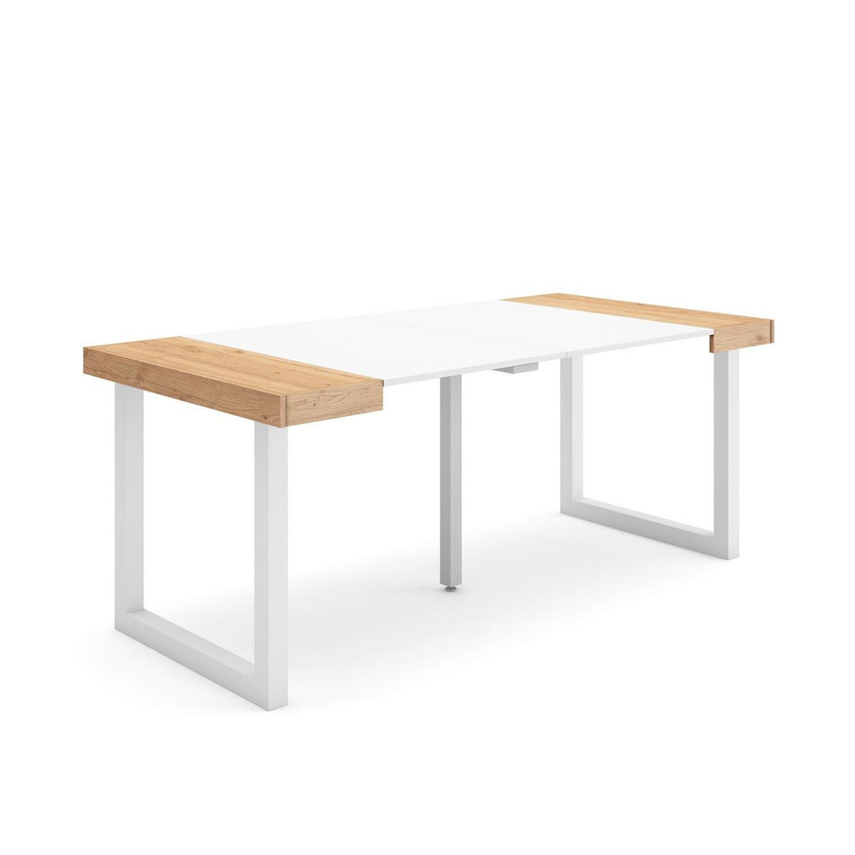 KONSOLENTISCH ausziehbar 58 bis 180cm, für 8 Gäste, eiche weiß, 90/58/73cm - Eichefarben/Weiß, Holzwerkstoff (90/180/73cm) - Skraut Home