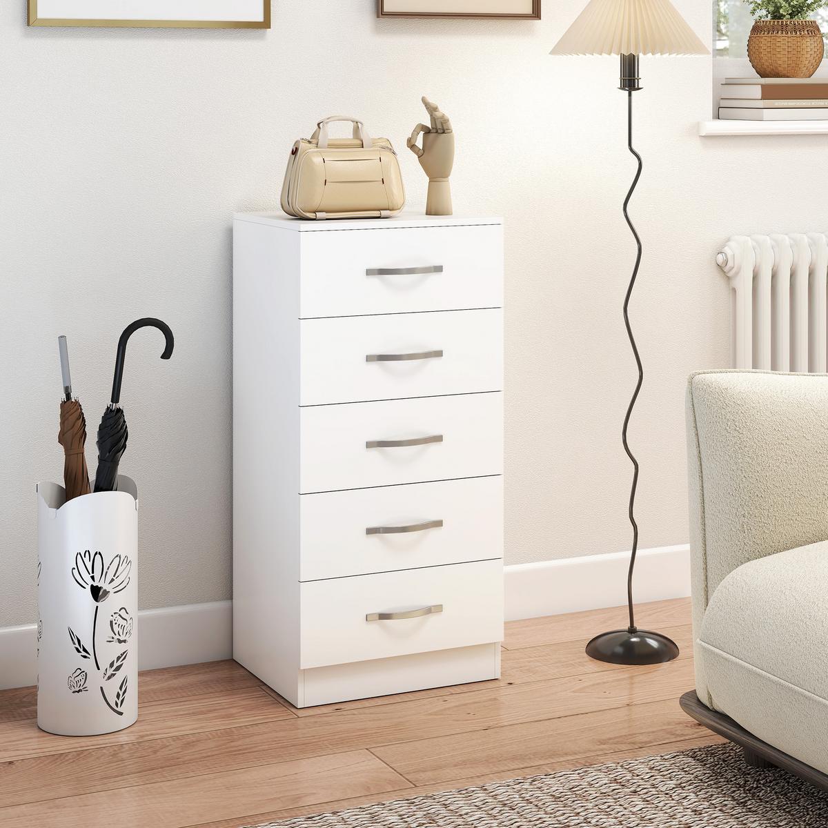 KOMMODE Spanplatte Weiß - Silberfarben/Weiß, Holzwerkstoff (35/85/40cm) - HOMCOM