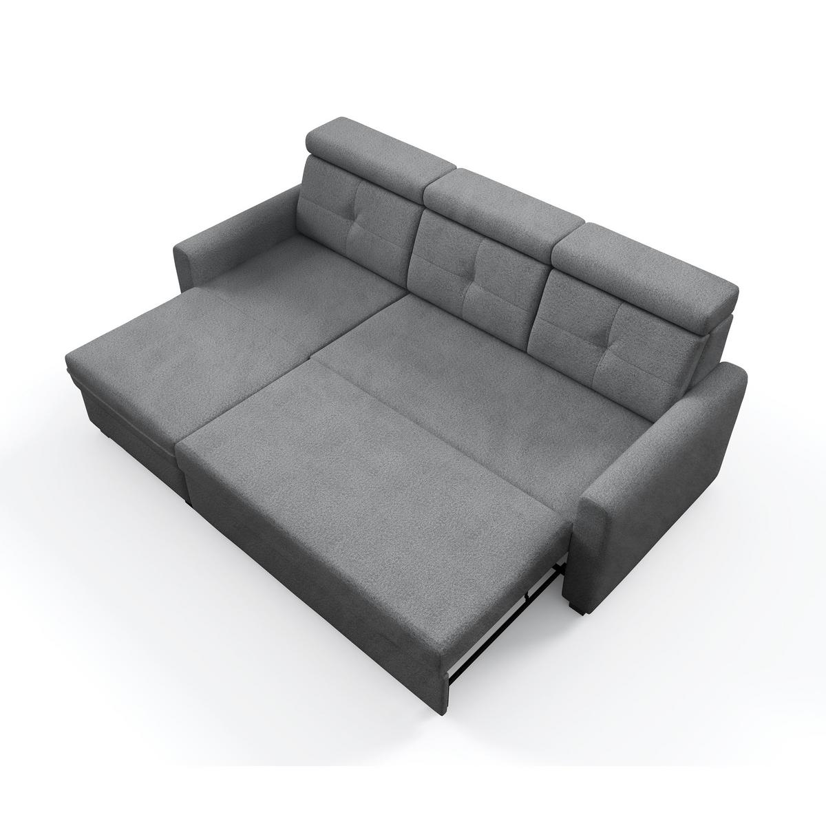 ECKSCHLAFSOFA Milano, Hellgrau, links - Hellgrau/Schwarz, Textil (217/166cm) - Beautysofa