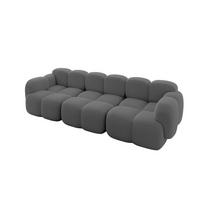 3-SITZER modulares Sofa Miko-S2 300x118x75 cm Grau Bouclé - Chromfarben/Schwarz, Holzwerkstoff/Kunststoff (300/75/118cm) - ALTDECOR