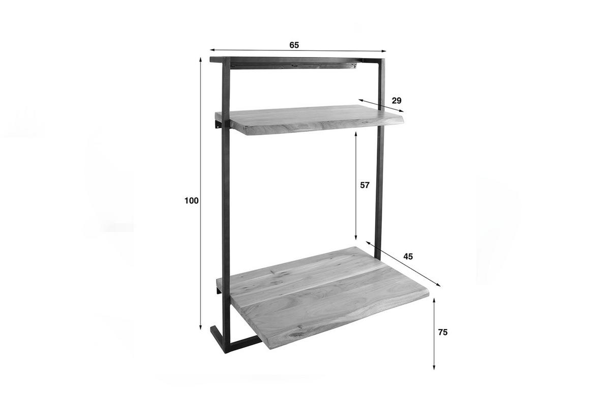 SCHREIBTISCH AIDY Holz Akazie - Zwetschgeholzfarben/Schwarz, Holz (45/65/100cm) - KAWOLA