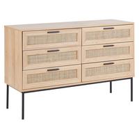KOMMODE mit 6 Schubladen Hellbraun Pasco - Braun, Holzwerkstoff (120/77/40cm) - Beliani