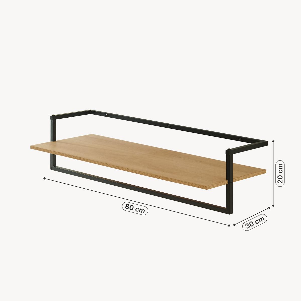 WANDGARDEROBE Evje - Eichefarben/Schwarz, Holzwerkstoff/Metall (30/20/80cm) - [en.casa]