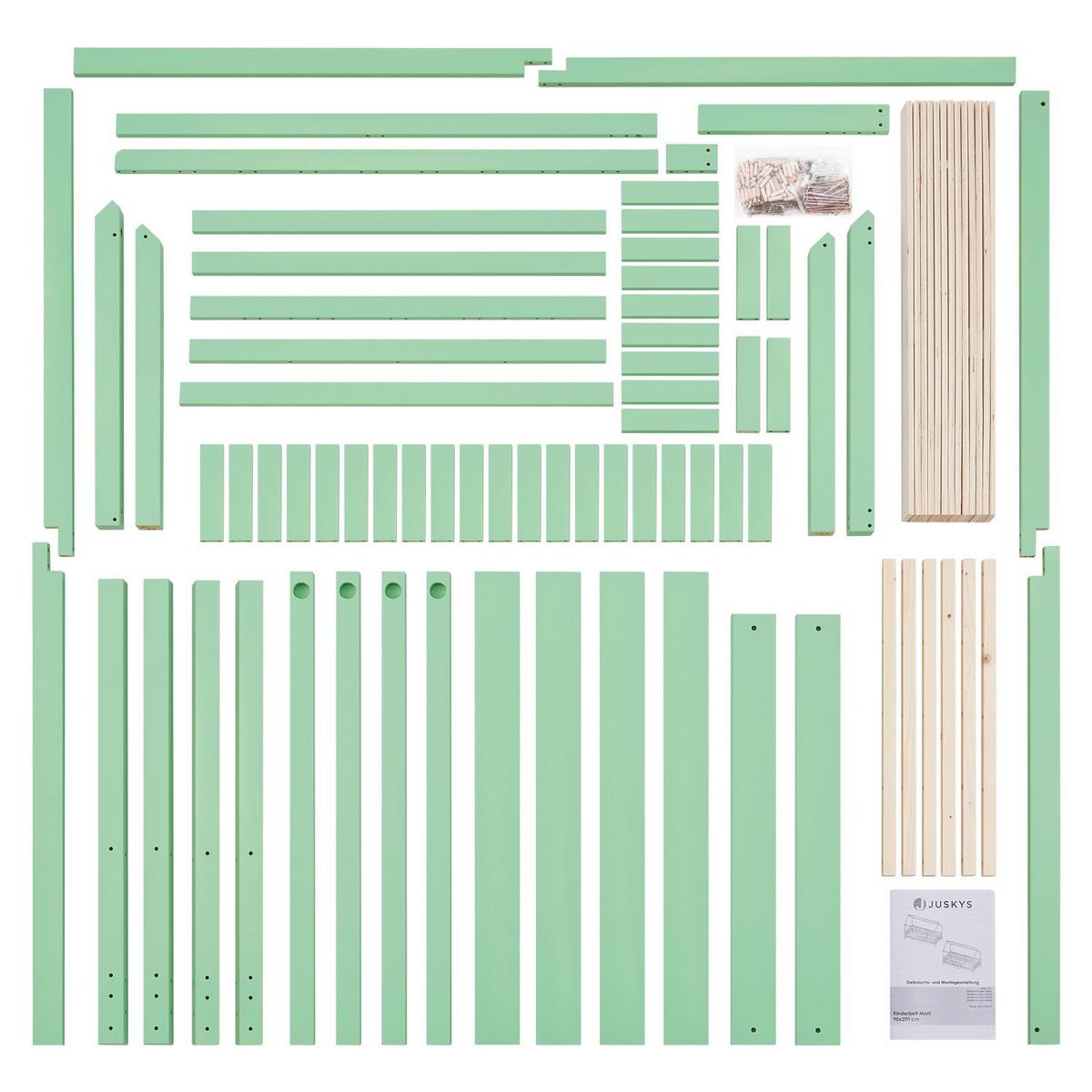 KINDERBETT Marli mint 90x200 cm - Mintgrün, Holz (90/200cm) - Juskys