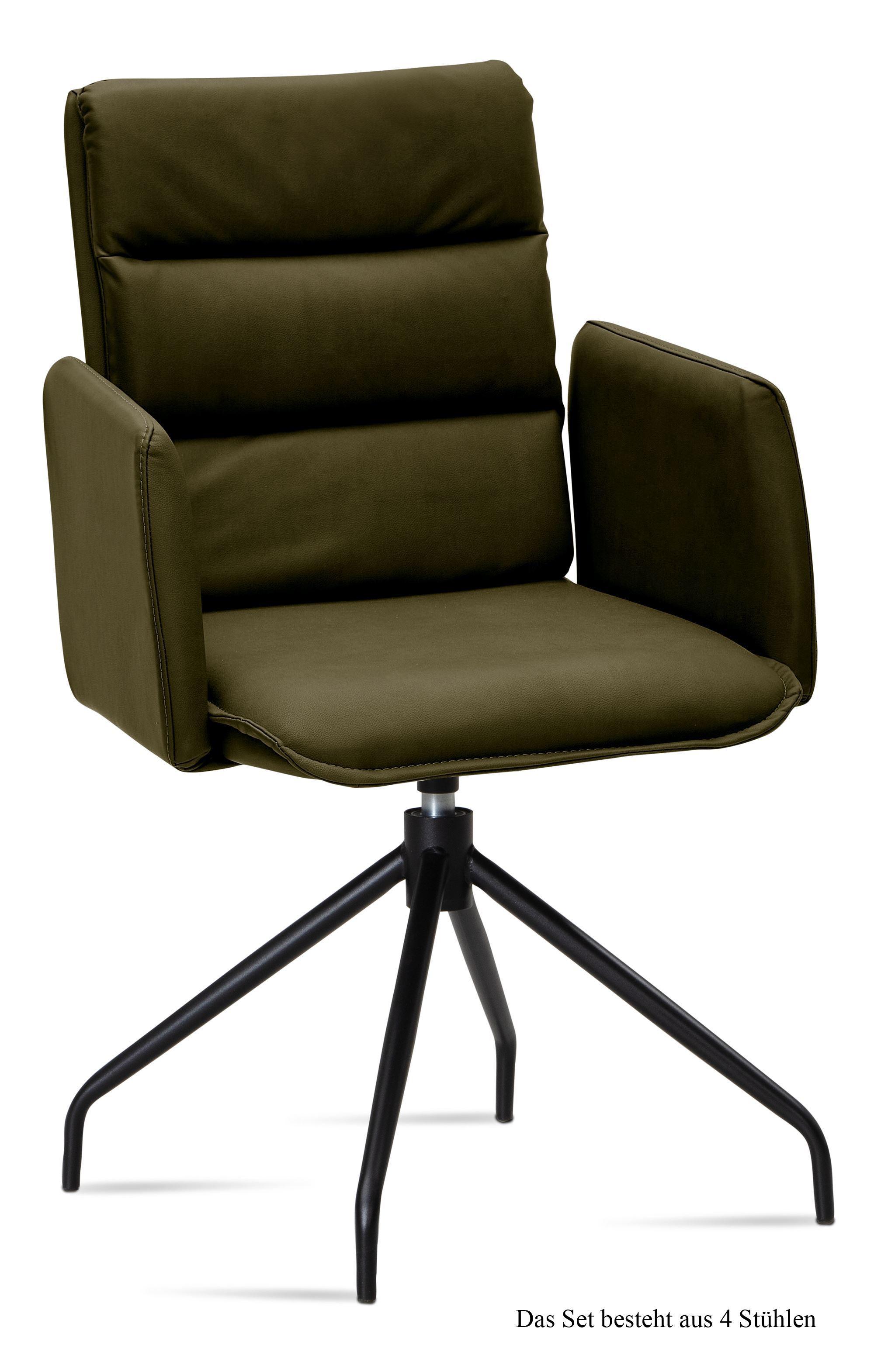 ARMLEHNSTUHL drehbar (4er-Set) Donica 52x92x60 Schwarz/Khaki - Dunkelgrün/Schwarz, Kunststoff (60/92/52cm) - 58aufmkessel
