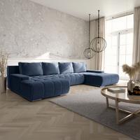 PANORAMASOFA Jonas 5 Sitzplätze Blau - Blau, Holz (350/85/185cm) - Petits-meubles